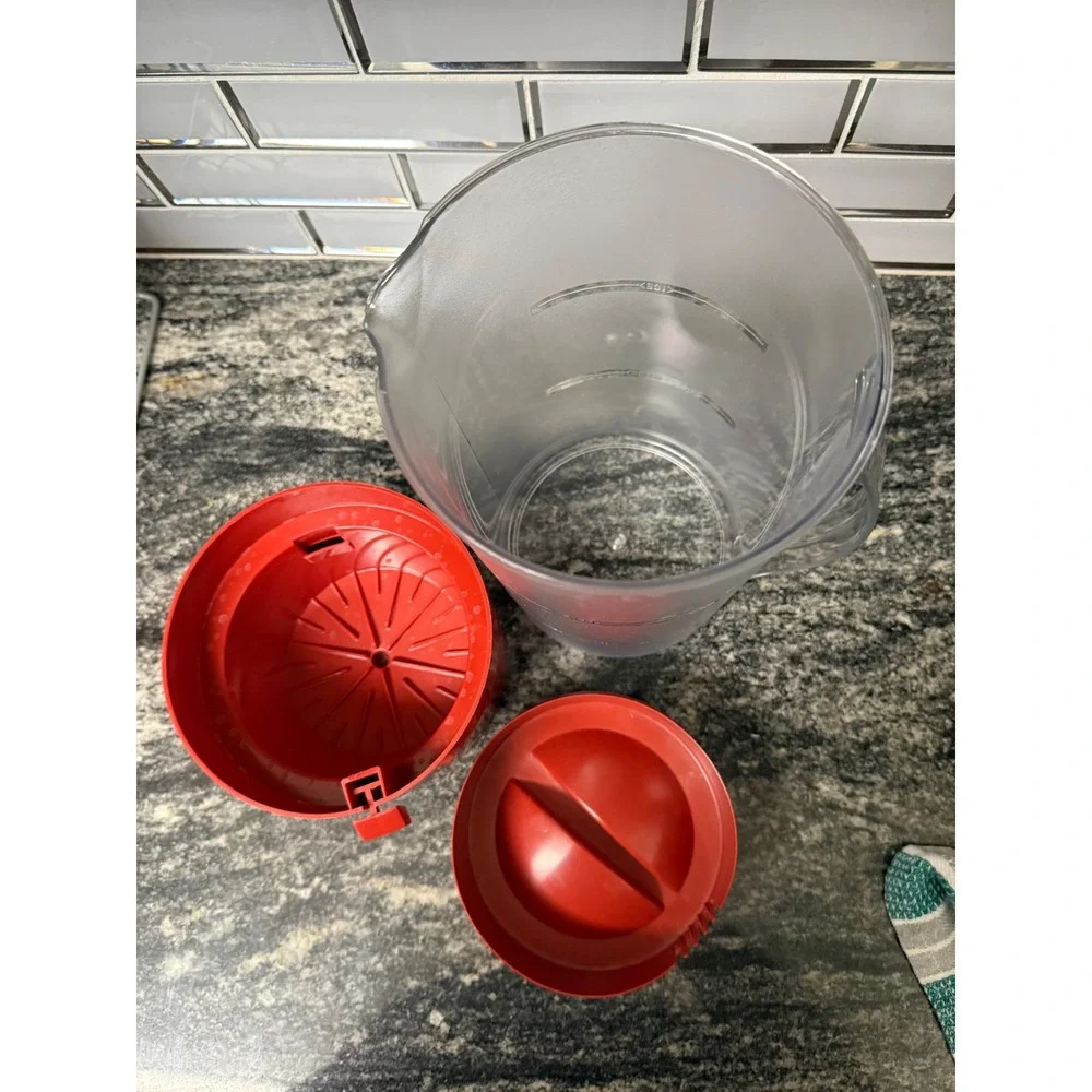 Mr. Coffee Iced Tea Maker 2 Quart Pitcher  Red Lid Replacement & Brew basket